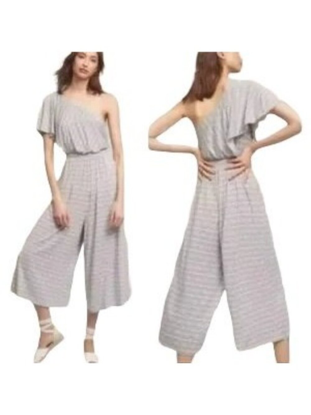 Anthropologie Maeve Jamie White One Shoulder Jumpsuit